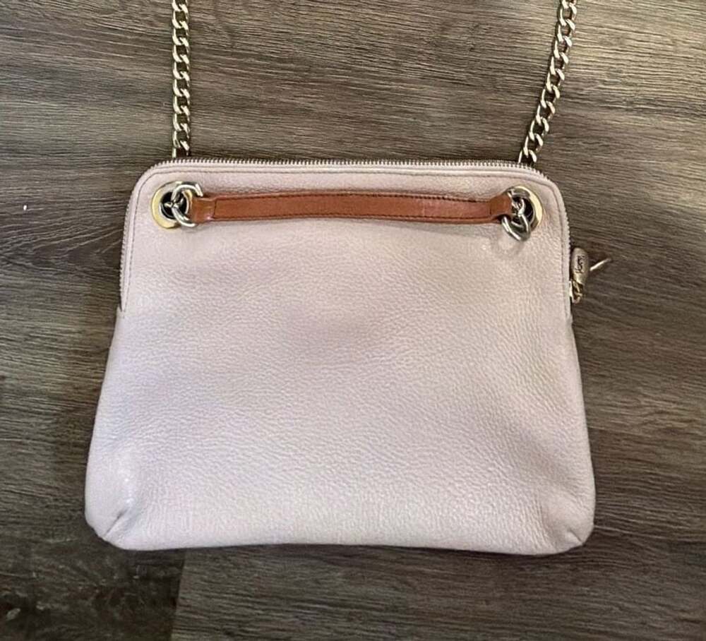 Valentina Pink Leather Chain Crossbody Shoulder Bag
